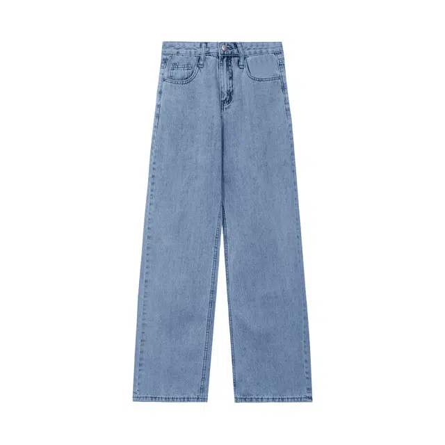 麓蔓蒂 多巴胺玫红色字母涂鸦喷绘嘻哈个性直筒牛仔裤 女款