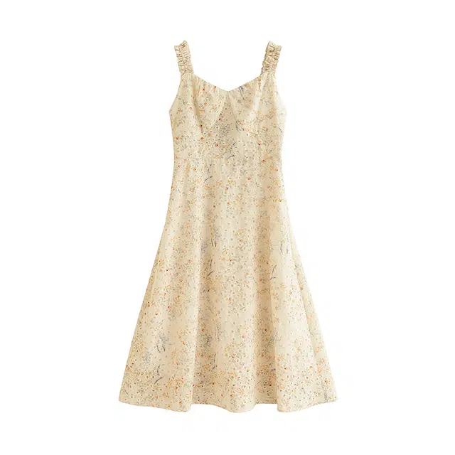 茵曼 宽松碎花圆领时尚百搭吊带连衣裙 女款
