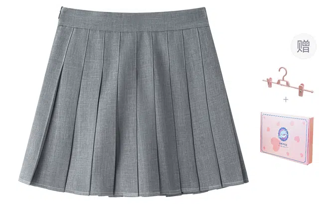 东鲸岁时记 学姐感文艺风纯色高腰修身辣妹风短款简约百褶裙舒适休闲短裙  春秋季 女款 礼盒装 灰色
