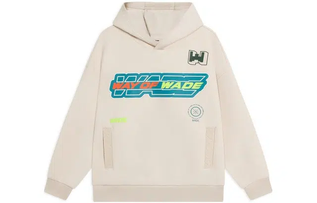 李宁 童装 篮球系列 印花字母连帽套头卫衣 男童 木薯杏