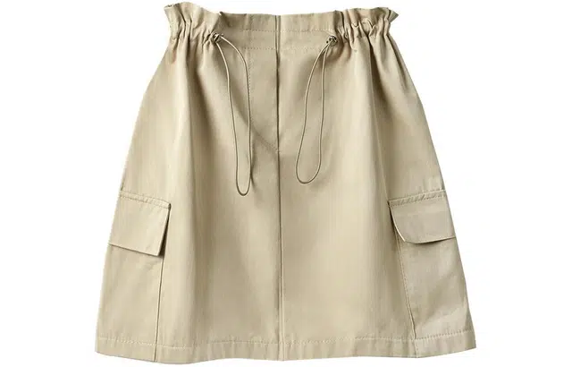 她池 纯色高腰工装风简约时尚抽绳休闲短裙 女款