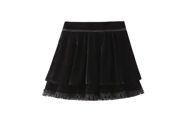 花栗鼠小姐 高腰蕾丝花边半身休闲短裙 女款 娇俏蓬蓬裙