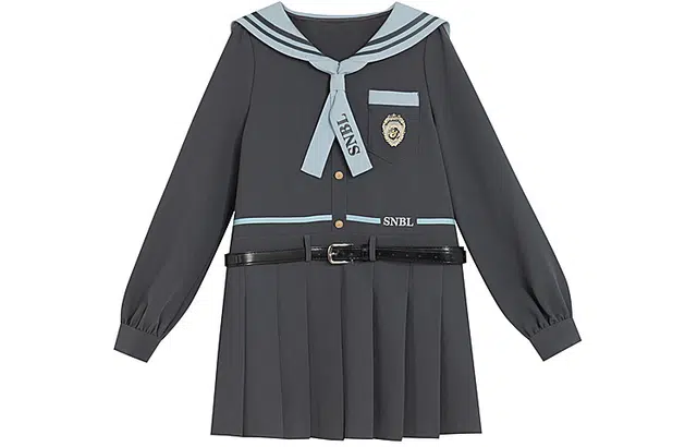 森女部落 原创初秋学院风闺蜜连衣裙海军领针织衫半身裙校供感裙装套装 女款