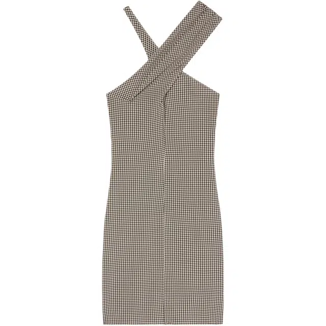 COURREGES FW24 CRISS CROSS MINI JERSEY DRESS Natural Mud Brown