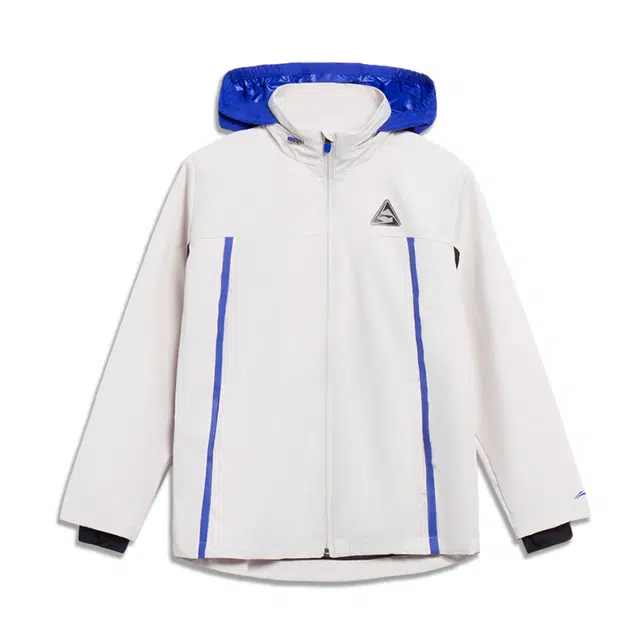 李宁儿童 拼色反光运动连帽长袖夹克 儿童款 风铃灰