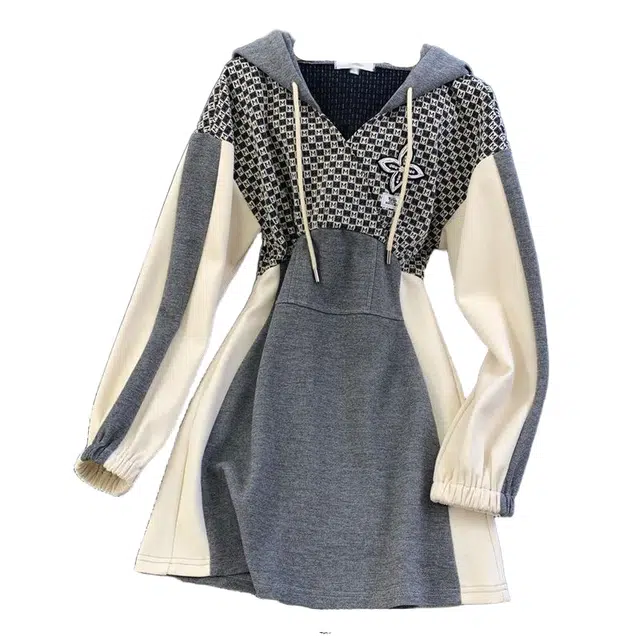 桴生 法式小众小香风收腰显瘦气质卫衣长袖连衣裙 女款 图片色