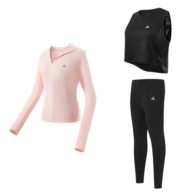 匹克 瑜伽服健身运动服套装 黑色背心打底裤健身套装 女款