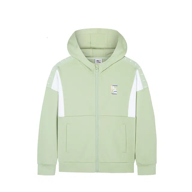 尔克儿童 童装 亲肤吸汗柔软耐穿连帽卫衣 女童 鸡尾酒绿