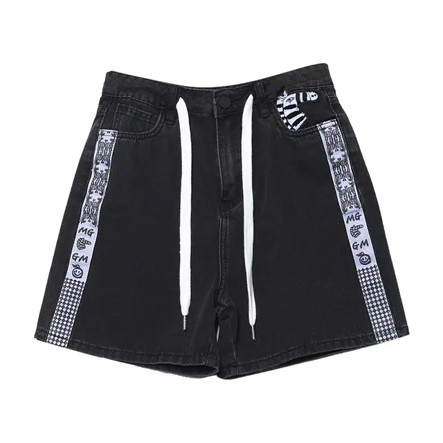 木果果木 宽松直筒中腰牛仔裤 女款 黑色