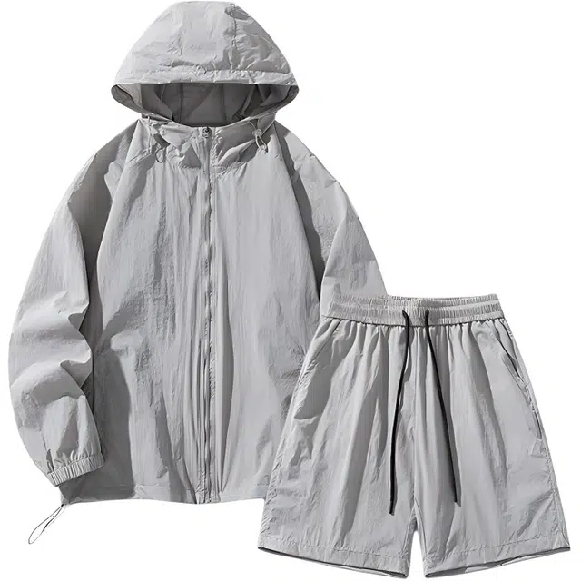 木清清 潮牌机能轻薄透气户外两件套速干皮肤衣宽松短裤休闲套装 女款