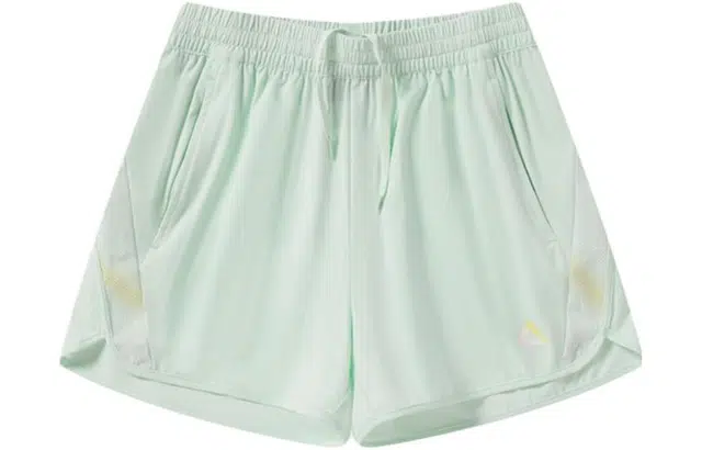 匹克 跑步系列 纯色梭织速干运动短裤 女款 水粉绿