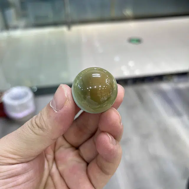 灵运宝 【师傅已加能量】#转运招财一物一图湖北原矿大俏色天眼圆珠单珠高瓷高色菜籽黄无油无水 绿松石 吊坠 男女同款情侣款