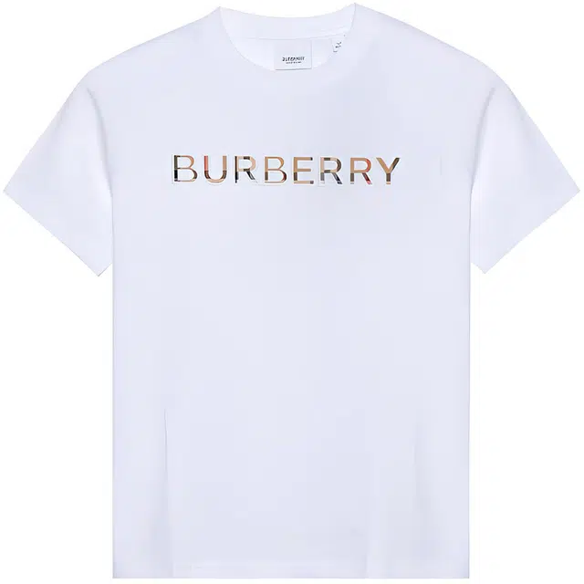 Burberry Logo Embroidered Cotton T-Shirt Kids White