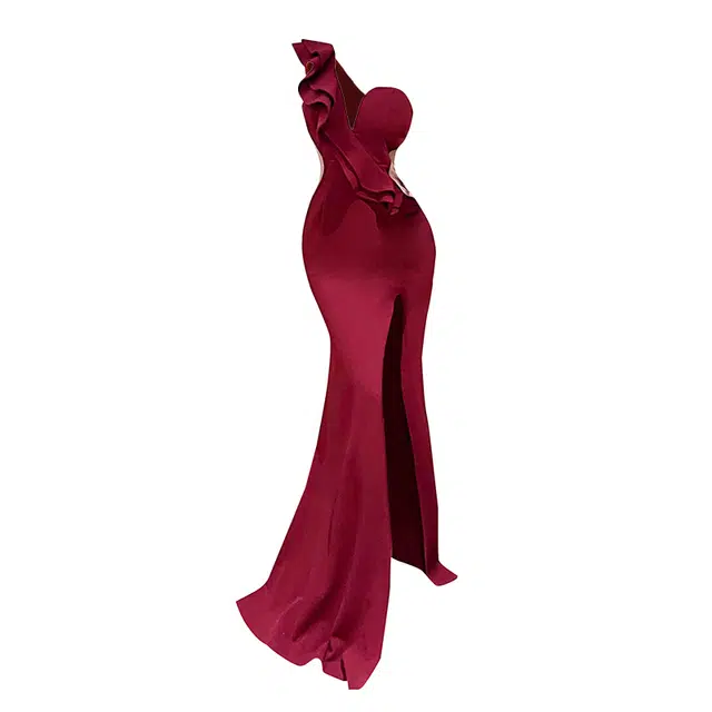 敲模女孩 法式纯欲小众设计性感斜肩镂空收腰无袖连衣裙 女款