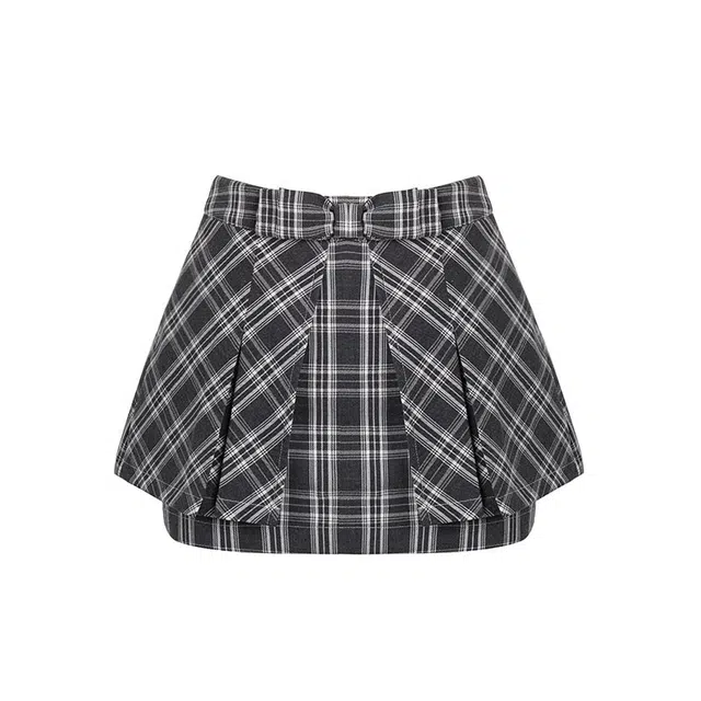 花铃太太 学院风蝴蝶结设计短款休闲短裙 女款