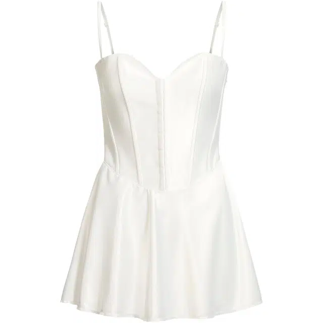 SKIMS Woven Shine Corset Dress Ivory
