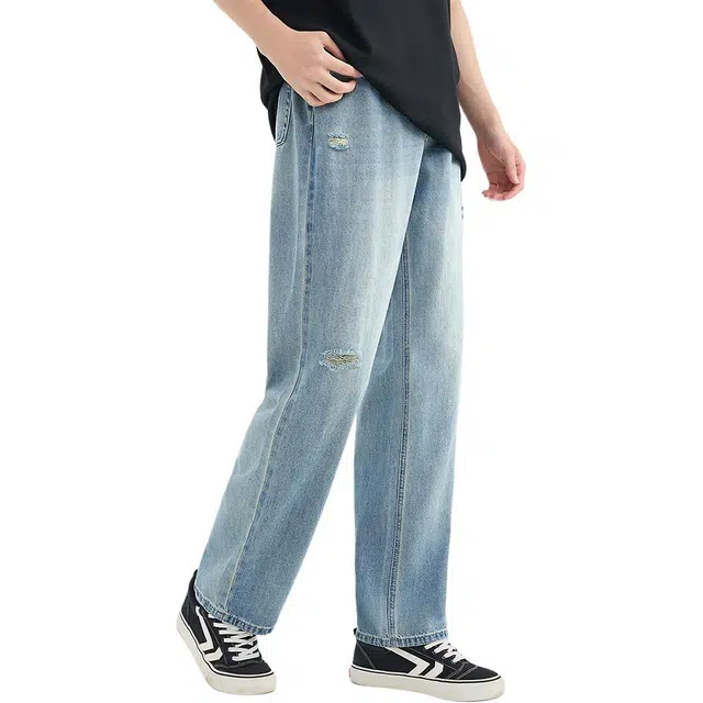 三福 宽松直筒中低腰长裤牛仔裤 男款