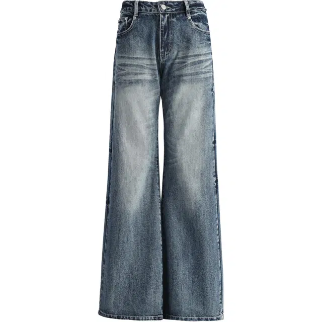 玫丝朵 美式重工艺猫须设计宽松牛仔裤 女款 浅蓝