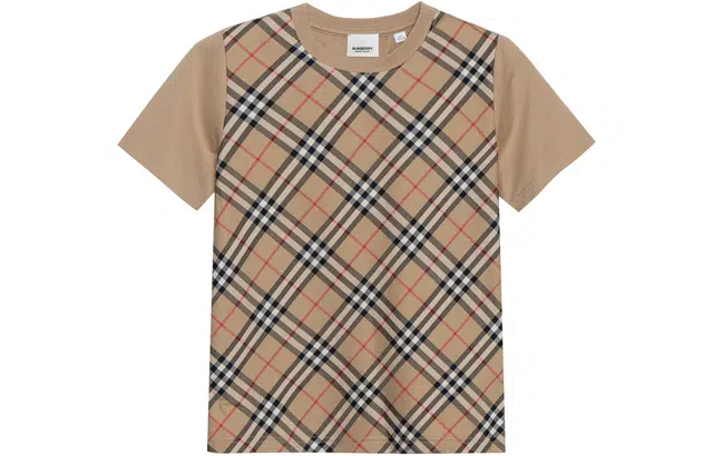 Burberry Check Print T-Shirt Kids Light Brown