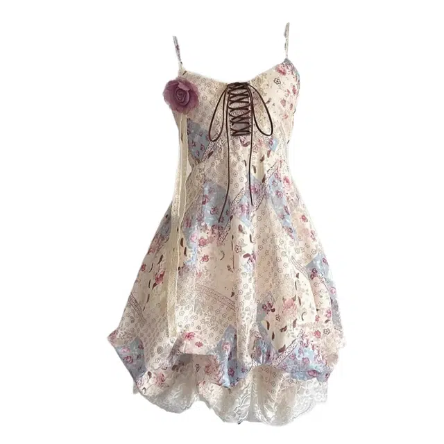 怪力萝莉 简约优雅通勤百搭吊带连衣裙 女款 紫色鸢尾花