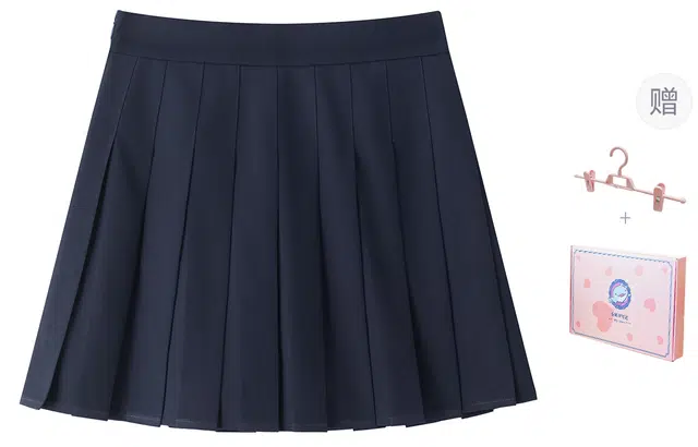 东鲸岁时记 学院风松弛感职场微辣伯克利半裙温柔风纯色中腰修身百褶裙休闲短裙 春秋季 女款 礼盒装 藏青色
