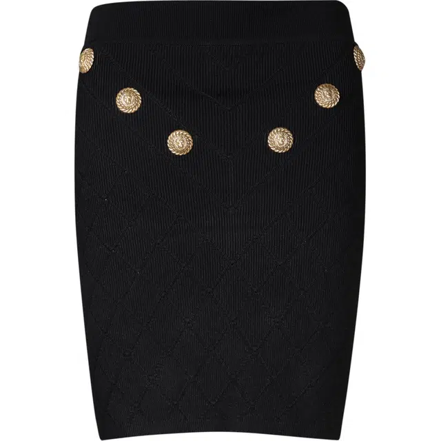 BALMAIN 6-Button Knit Skirt