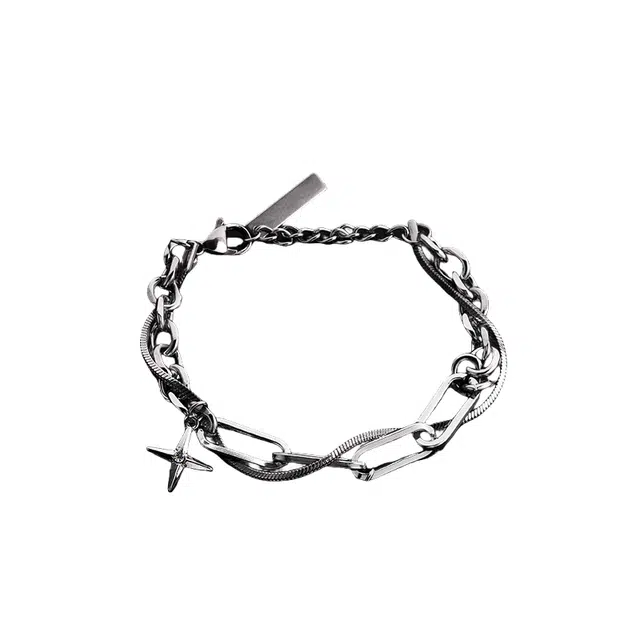 暖瞳 星芒潮精致冷淡风高级感配饰个性小众设计欧美嘻哈潮牌百搭时尚手饰 钛钢 手链 男款