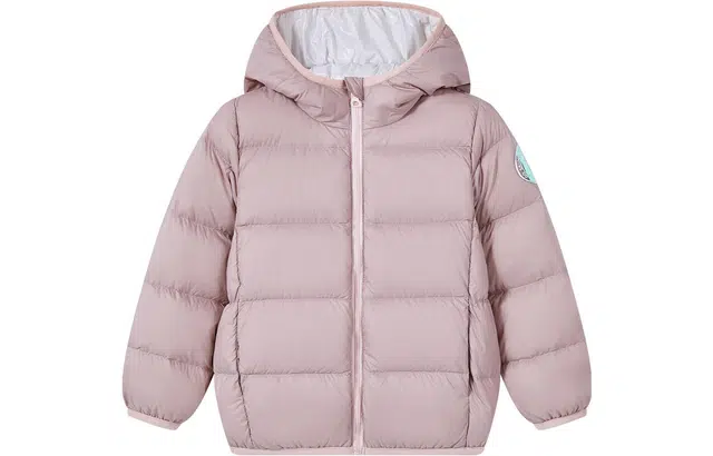 巴布豆 纯色连帽长袖加绒加厚羽绒服 儿童款