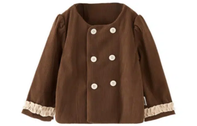 童泰 童装 双排扣木耳边纯色棒球服 女童