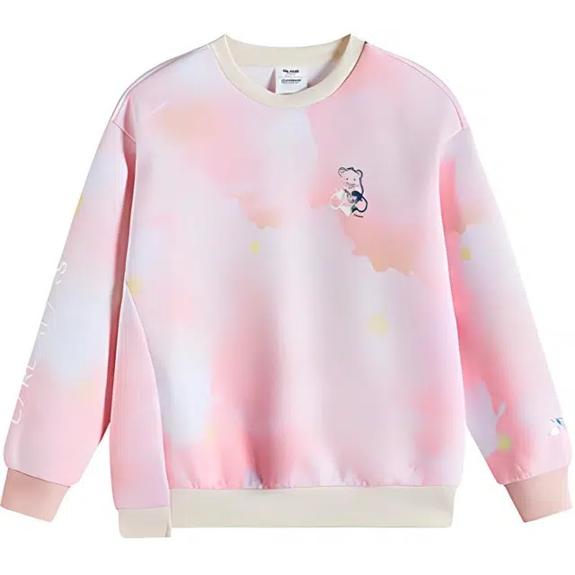 安踏儿童 满印圆领舒适透气百搭宽松卫衣 纯净白/匹印 中小童