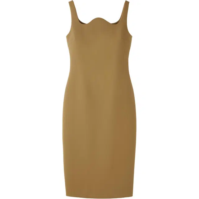 RECTO FW24 RC SIGNATURE CURVED NECK DRESS OCHRE