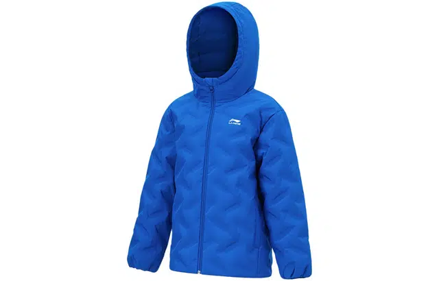 李宁儿童 运动生活系列 纯色连帽短款羽绒服 儿童款 矿蓝色