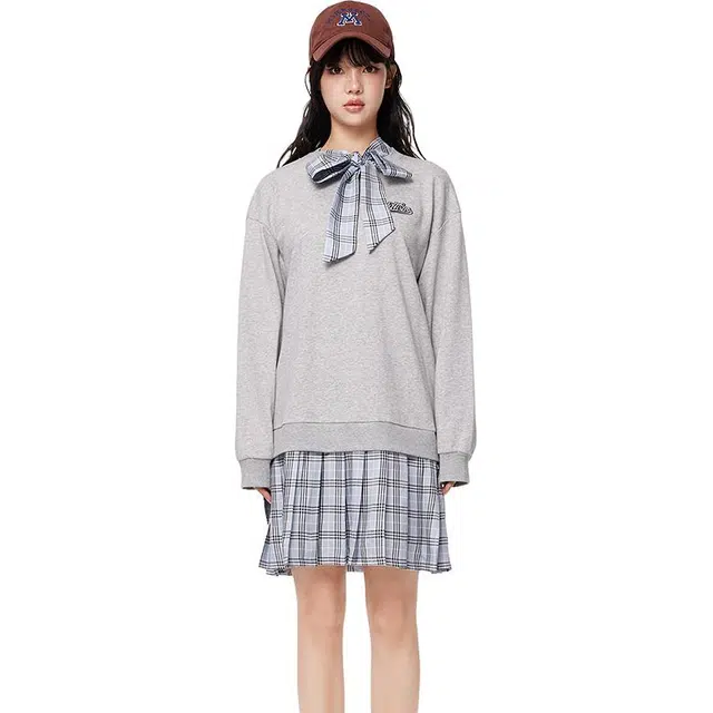 美特斯邦威 潮流绣花学院风长袖裙装套装 女款