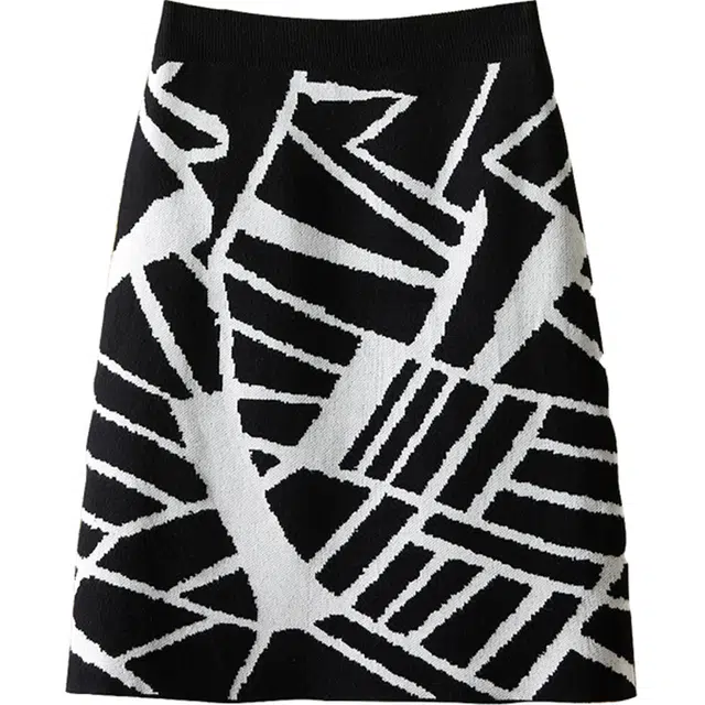 她池 设计感高腰简约通勤撞色包臀短裙针织半身裙 女款 黑色