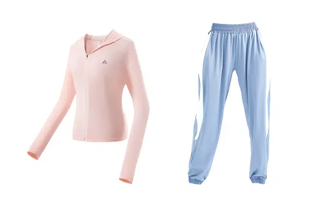 匹克 粉色外套蓝白运动裤瑜伽服健身套装 女款