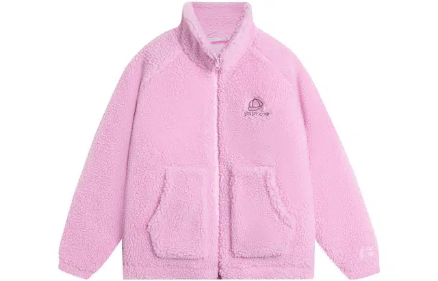 李宁儿童 字母刺绣开衫短款棉服 儿童款 初荷粉