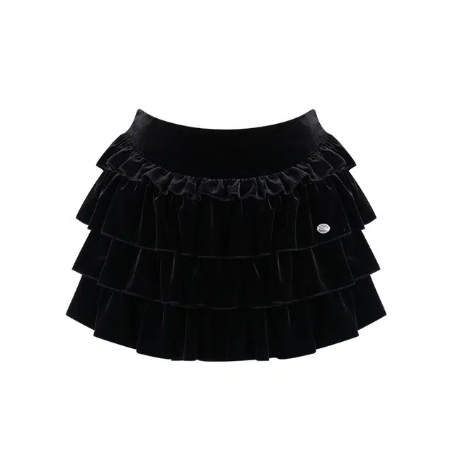 花铃太太 学院风纯色高腰蛋糕半身休闲短裙 女款 黑色