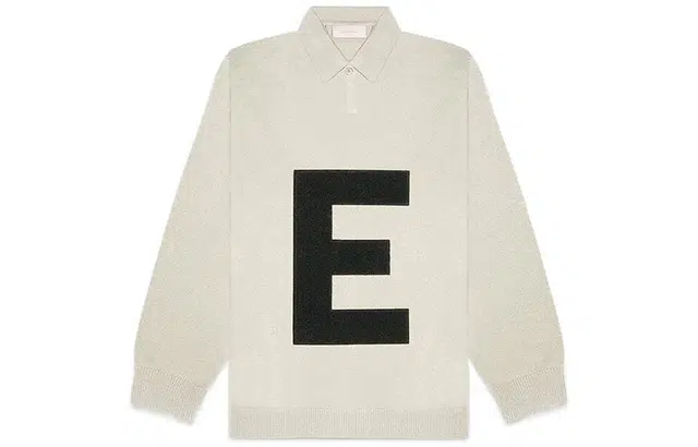 Fear of God Essentials SS22 Kids Big E Knit Polo Sweatshirt Wheat LogoPolo