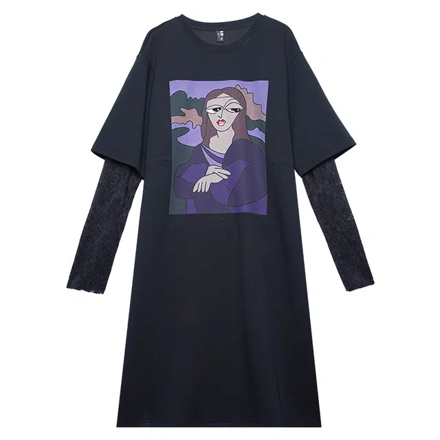 木果果木 美式复古宽松蕾丝长袖连衣裙 女款