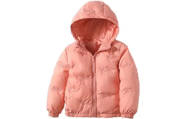 儿童款 雅鹿 字母刺绣纯色连帽长袖羽绒服