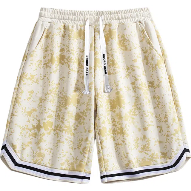 萌芽熊 满印系带字母舒适简约百搭宽松透气五分休闲短裤 男女同款