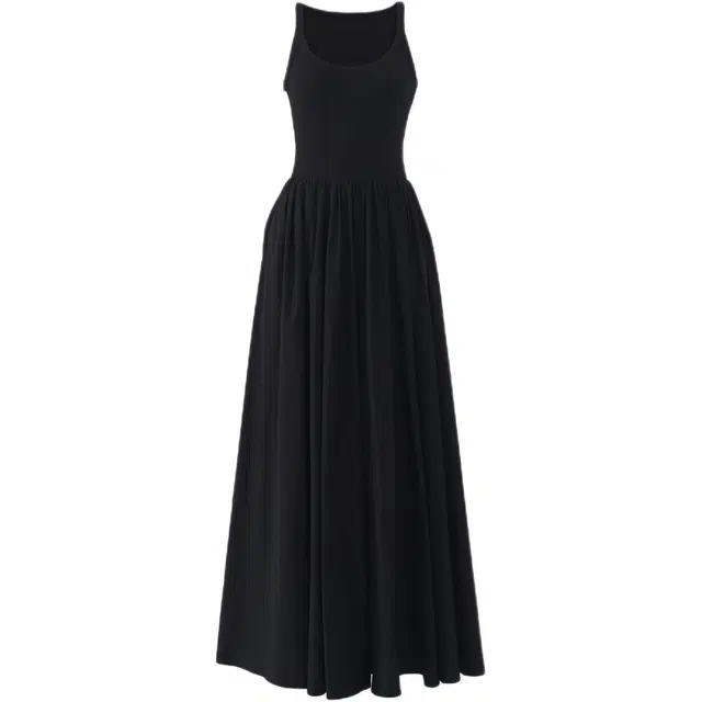 玫丝朵 复古收腰拼接蓬蓬修身显瘦气质百搭吊带连衣裙 女款