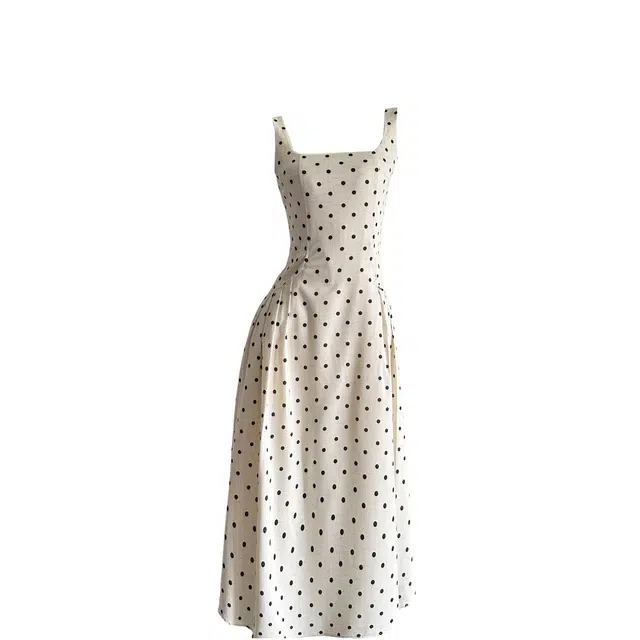 涂诗菲 法式方领波点复古气质优雅无袖连衣裙 女款 图片色