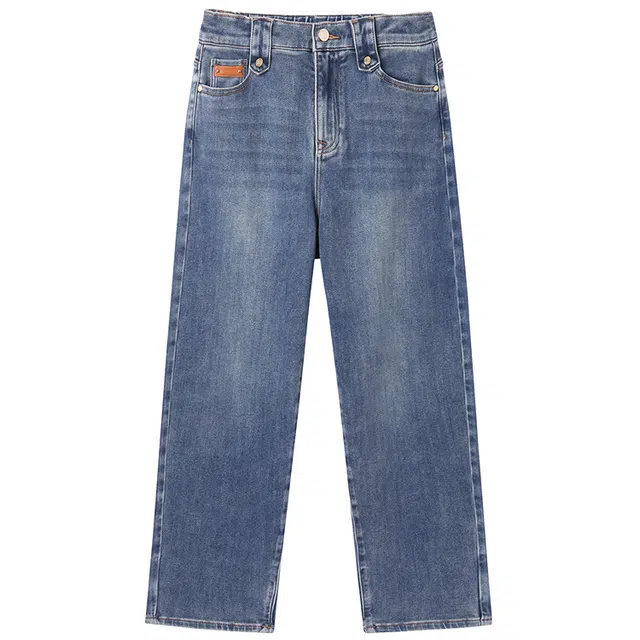 太平鸟 高腰水洗亲肤哈伦牛仔裤 女款 牛仔蓝