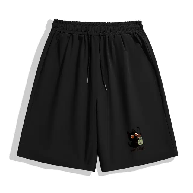 棉致 纯色简约基础宽松舒适透气户外速干沙滩篮球运动五分休闲短裤 男女同款