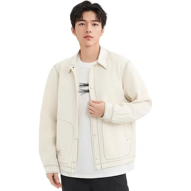 三福 肌理提花时尚长袖翻领夹克外套 男款
