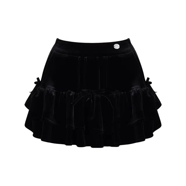 花铃太太 纯色高腰半包臀蛋糕休闲短裙 女款