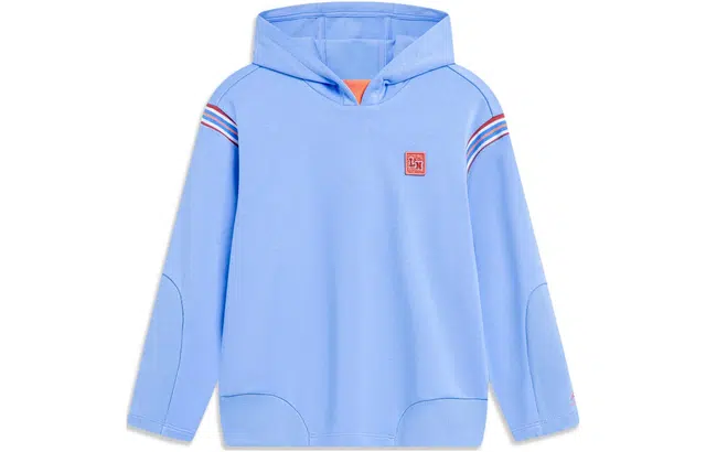 李宁儿童 童装 运动潮流系列 字母连帽套头宽松卫衣 女童 花青蓝