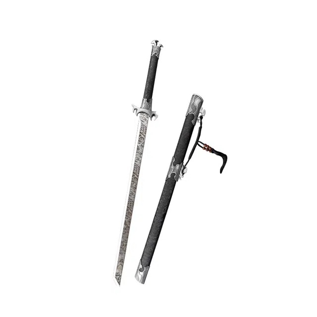 天子剑 玄天唐横刀 龙泉刀剑高锰钢刃绸缎包木鞘合金装收藏未开刃 成品模型