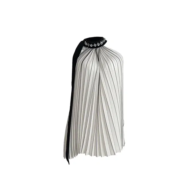 敲模女孩 法式小香风挂脖露肩气质高级感无袖连衣裙 女款